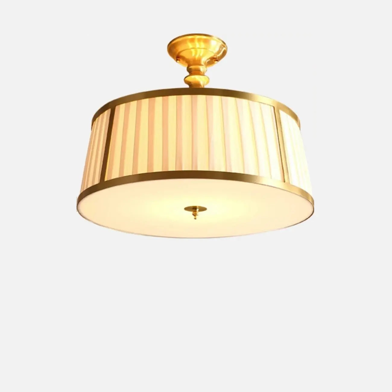 Plafonnier semi-encastré minimaliste colonial blanc tambour doré
