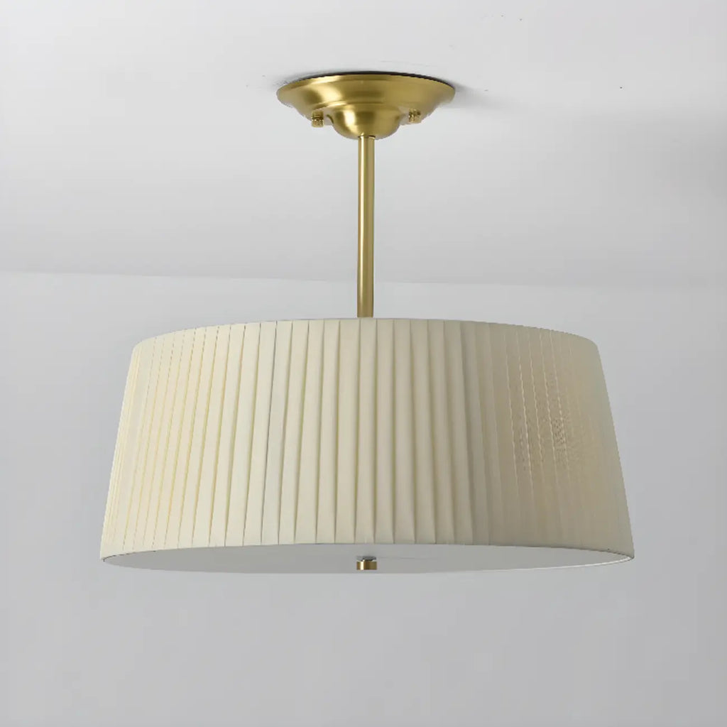Plafonnier semi-encastré minimaliste colonial blanc tambour doré