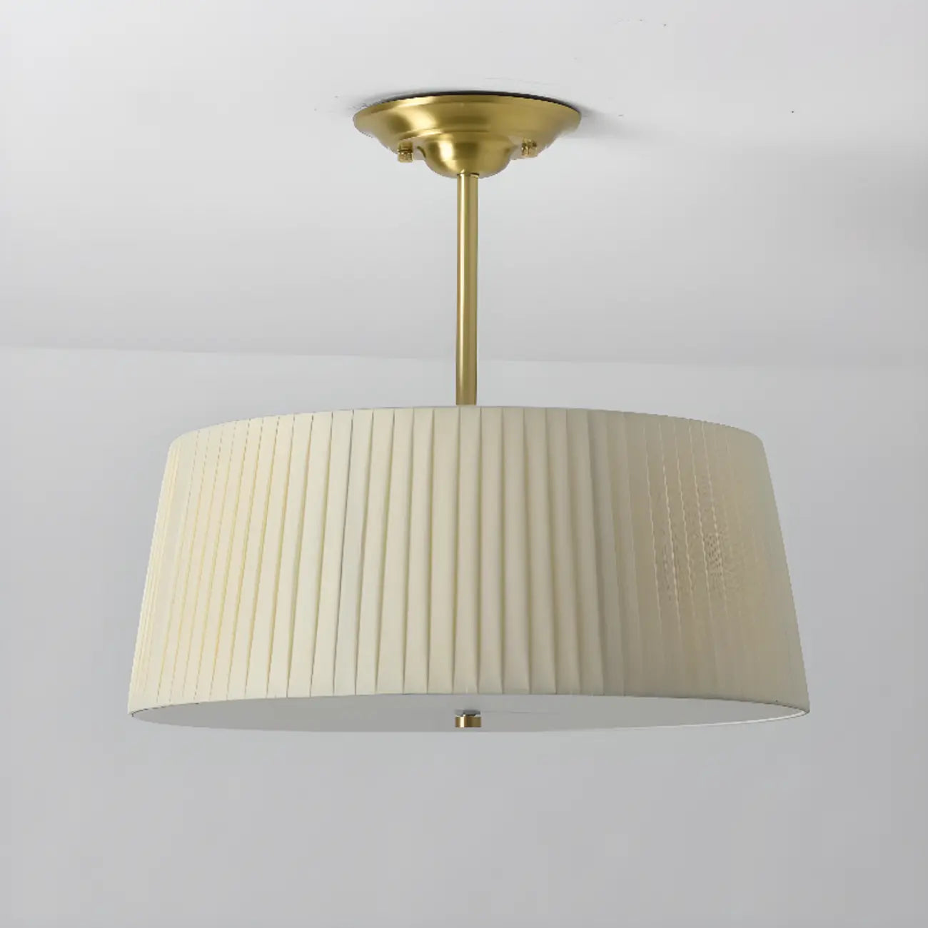 Plafonnier semi-encastré minimaliste colonial blanc tambour doré