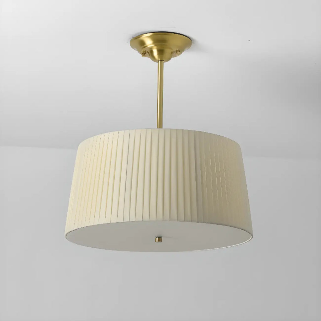 Plafonnier semi-encastré minimaliste colonial blanc tambour doré