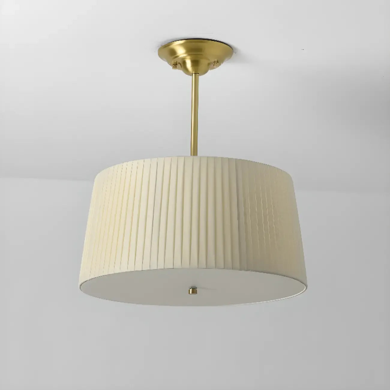 Plafonnier semi-encastré minimaliste colonial blanc tambour doré