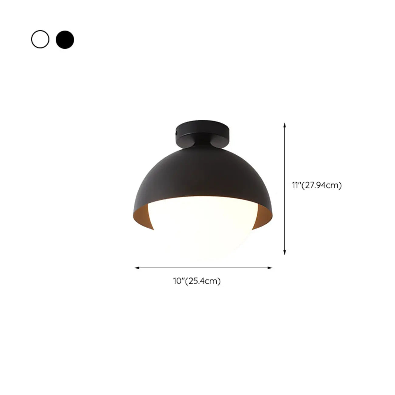 Plafonnier semi-encastré minimaliste à abat-jour mini dôme