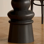 Table de salle à manger ronde traditionnelle en bois brun foncé