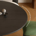 Table de salle à manger ronde traditionnelle en bois brun foncé