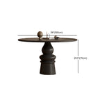 Table de salle à manger ronde traditionnelle en bois brun foncé
