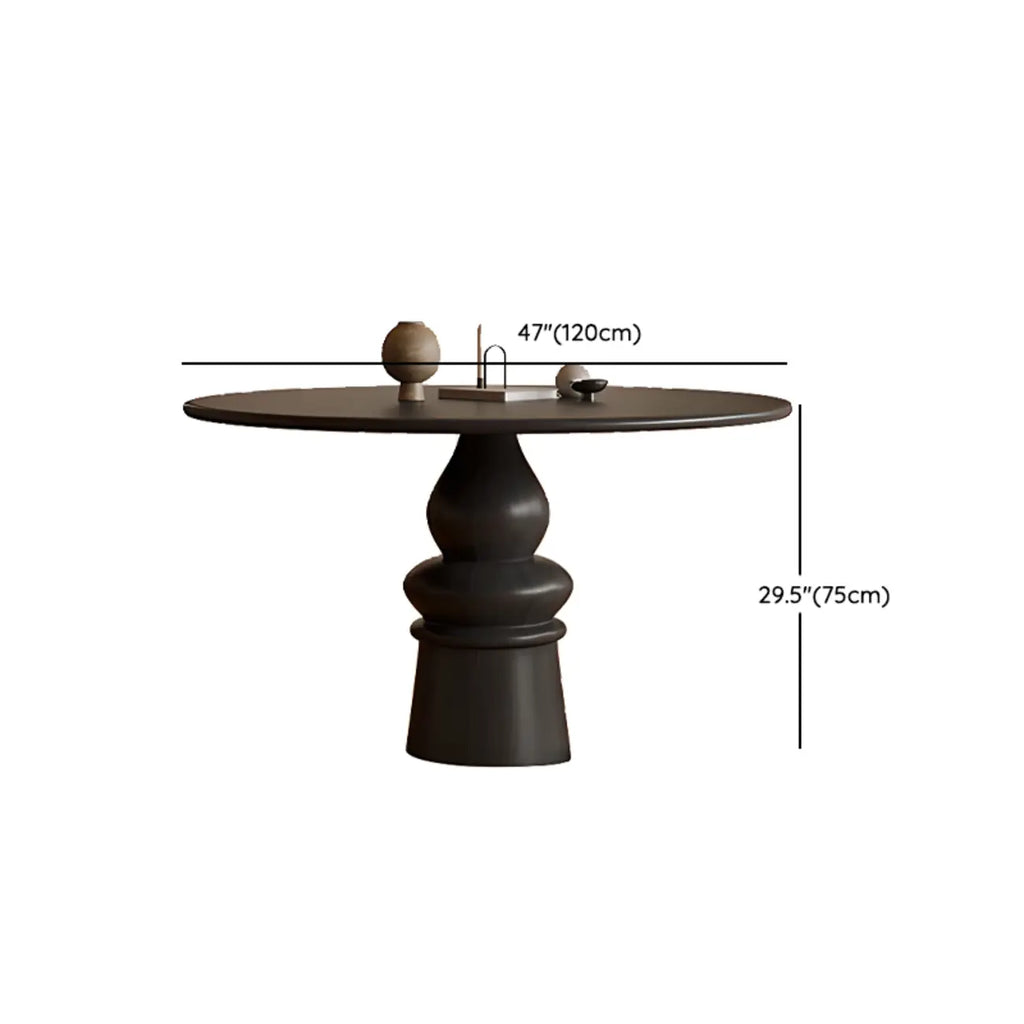 Table de salle à manger ronde traditionnelle en bois brun foncé
