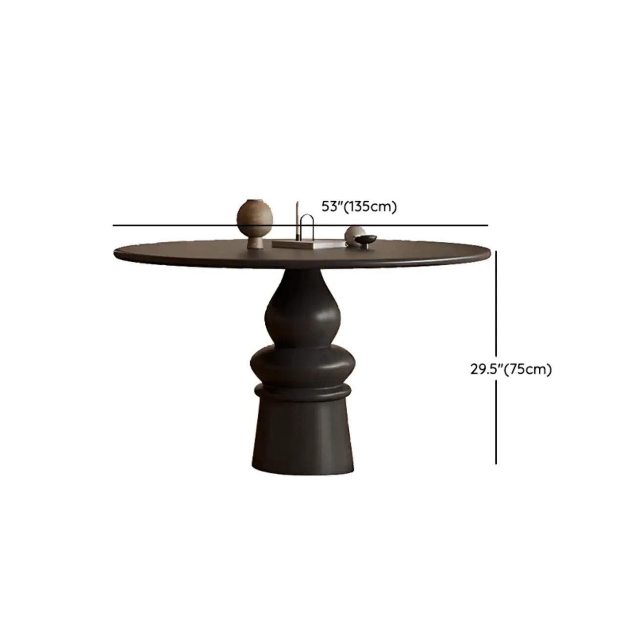 Table de salle à manger ronde traditionnelle en bois brun foncé