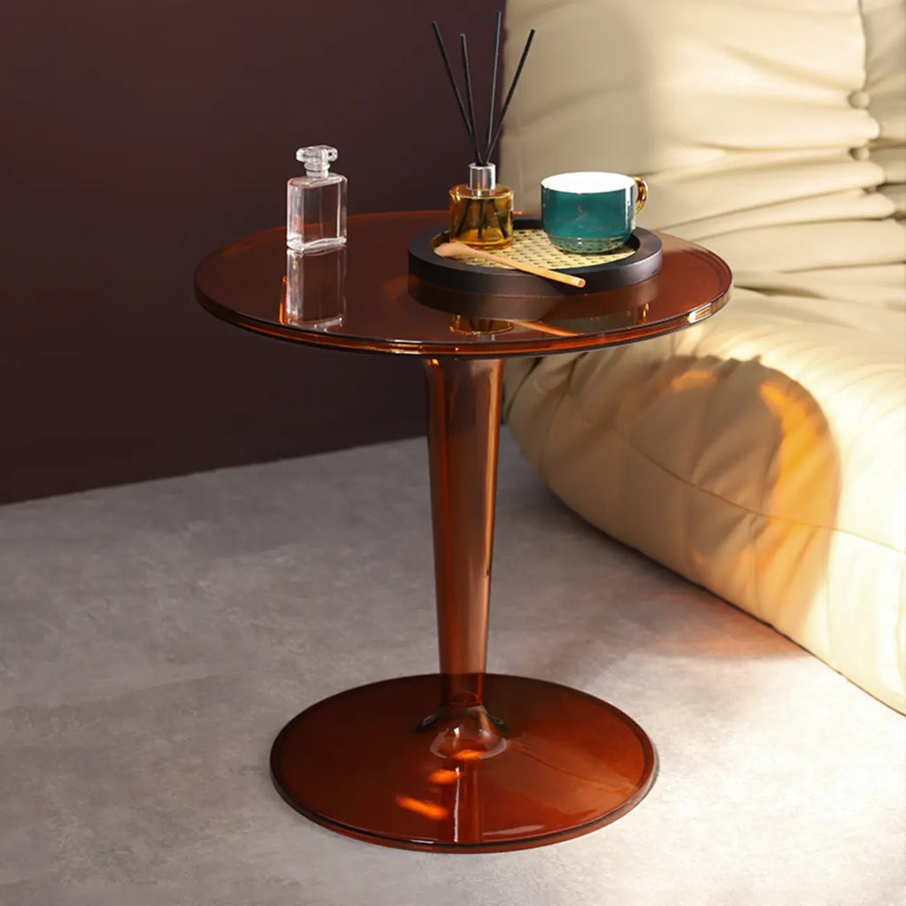 Table d'appoint ronde minimaliste en acrylique fauve