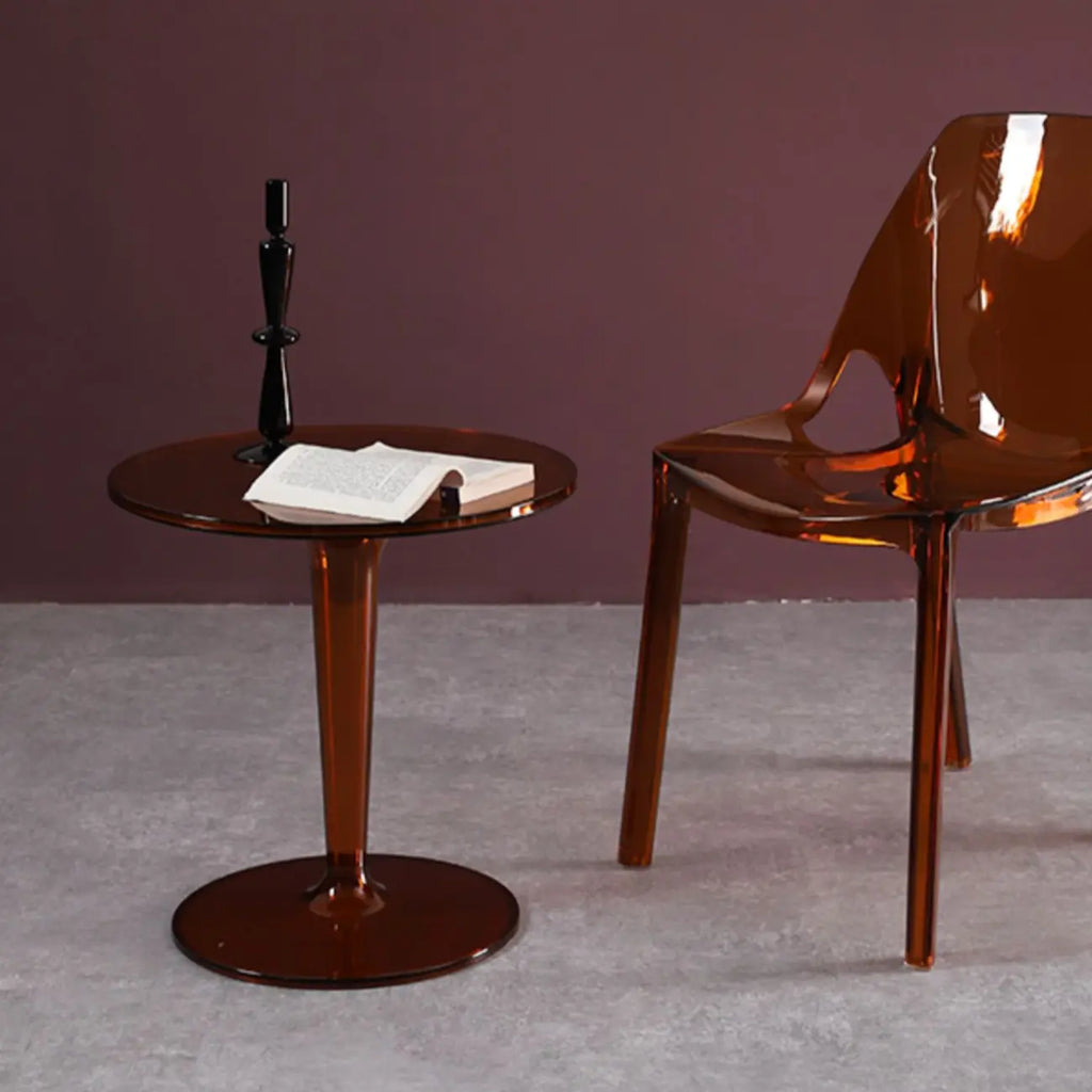 Table d'appoint ronde minimaliste en acrylique fauve