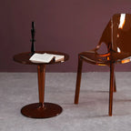 Table d'appoint ronde minimaliste en acrylique fauve
