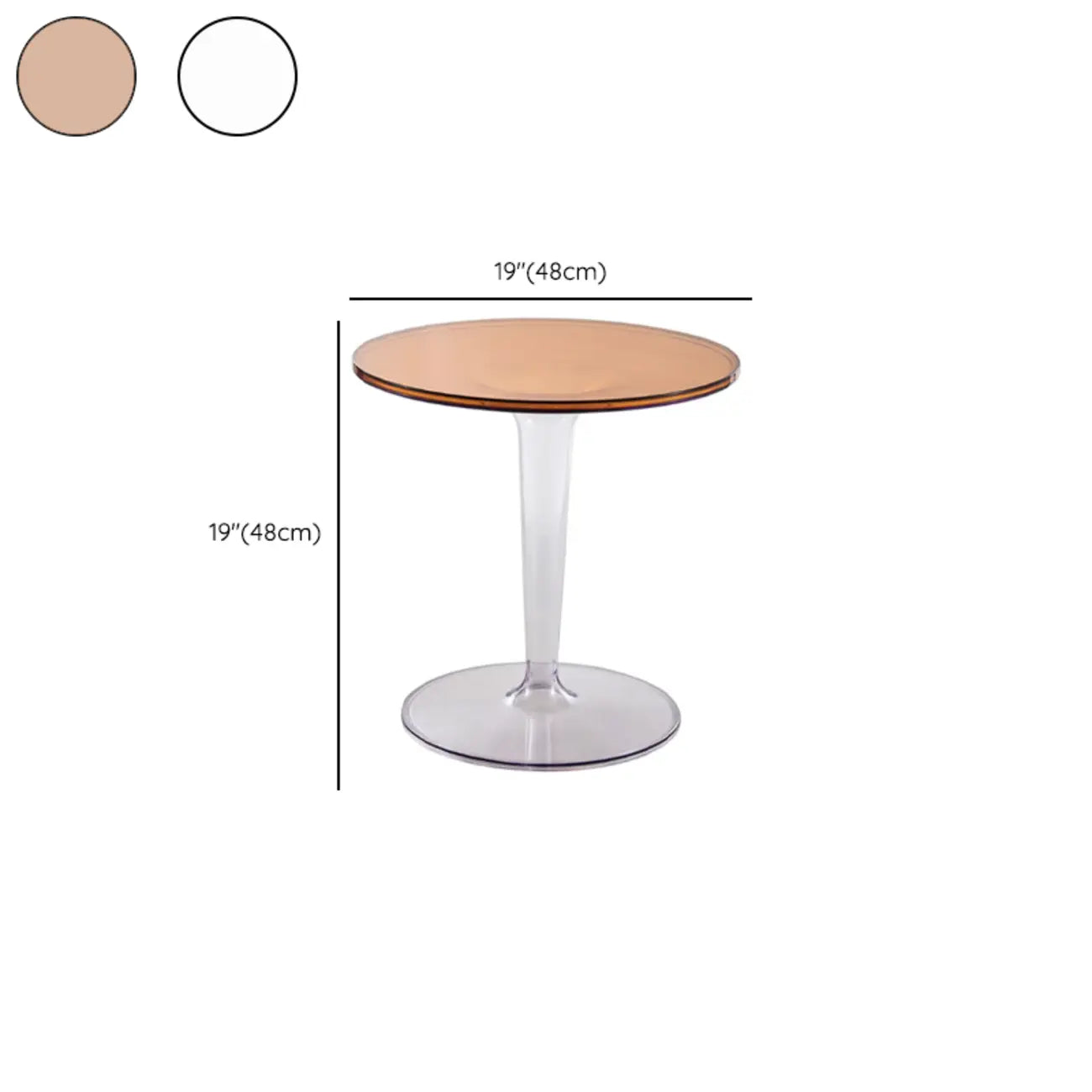 Table d'appoint ronde minimaliste en acrylique fauve