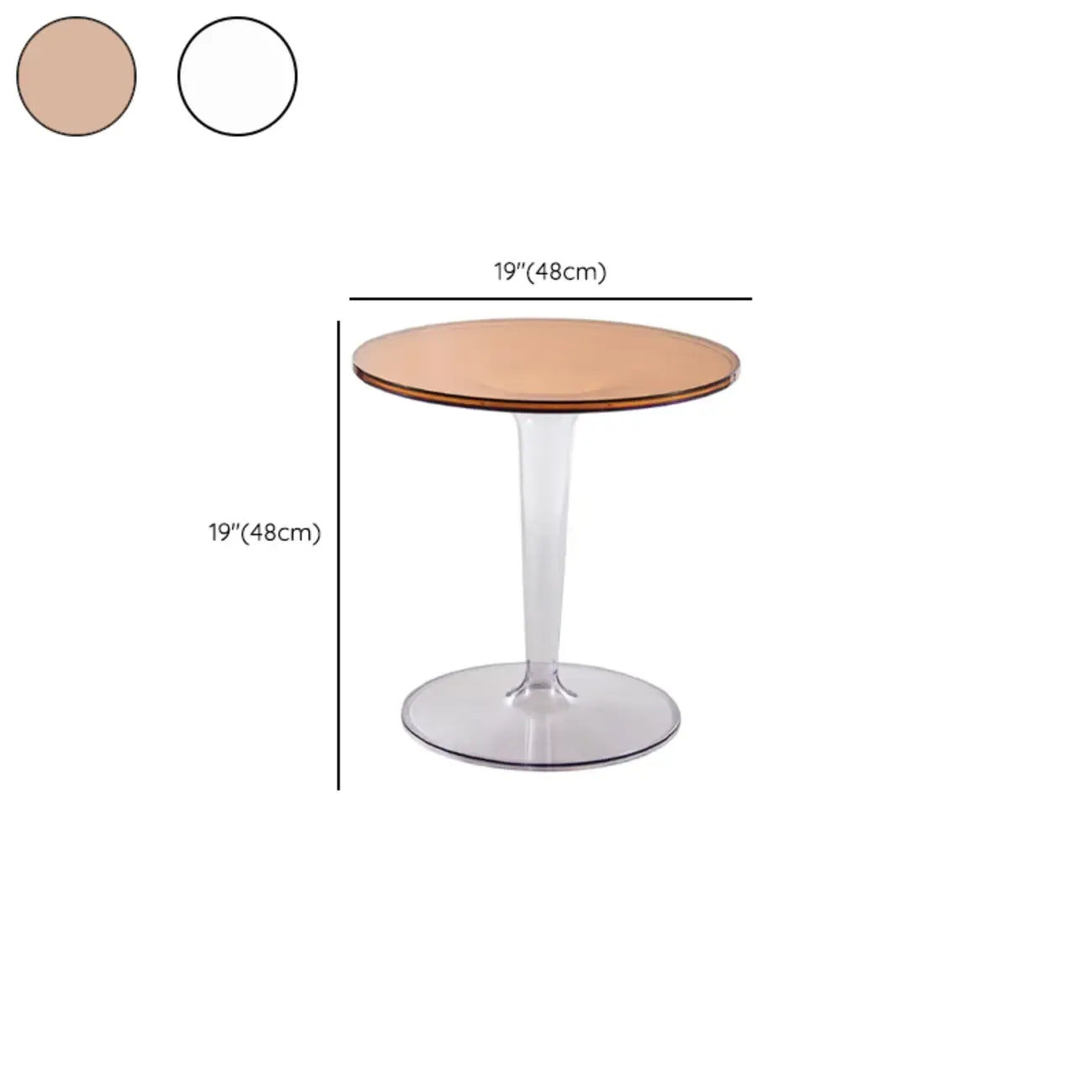 Table d'appoint ronde minimaliste en acrylique fauve