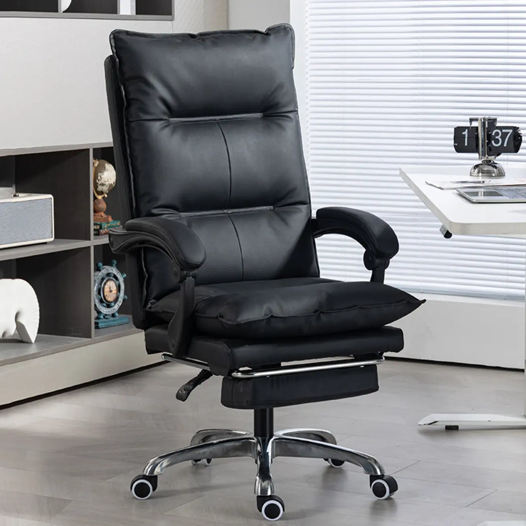 Fauteuil de direction inclinable moderne en cuir marron