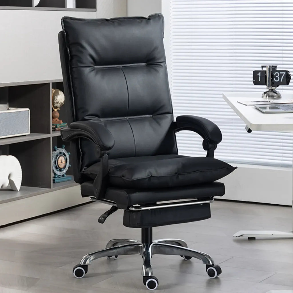 Fauteuil de direction inclinable moderne en cuir marron
