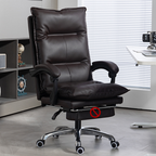 Fauteuil de direction inclinable moderne en cuir marron