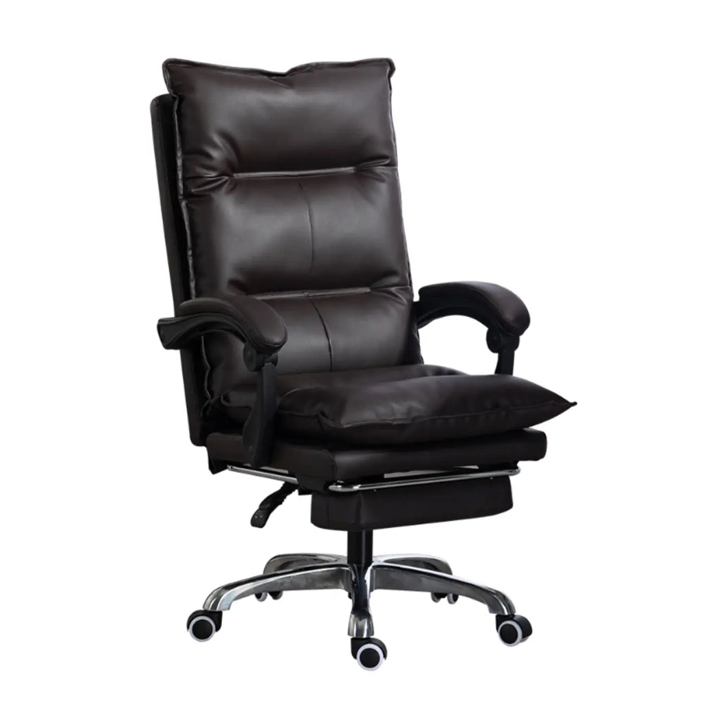 Fauteuil de direction inclinable moderne en cuir marron