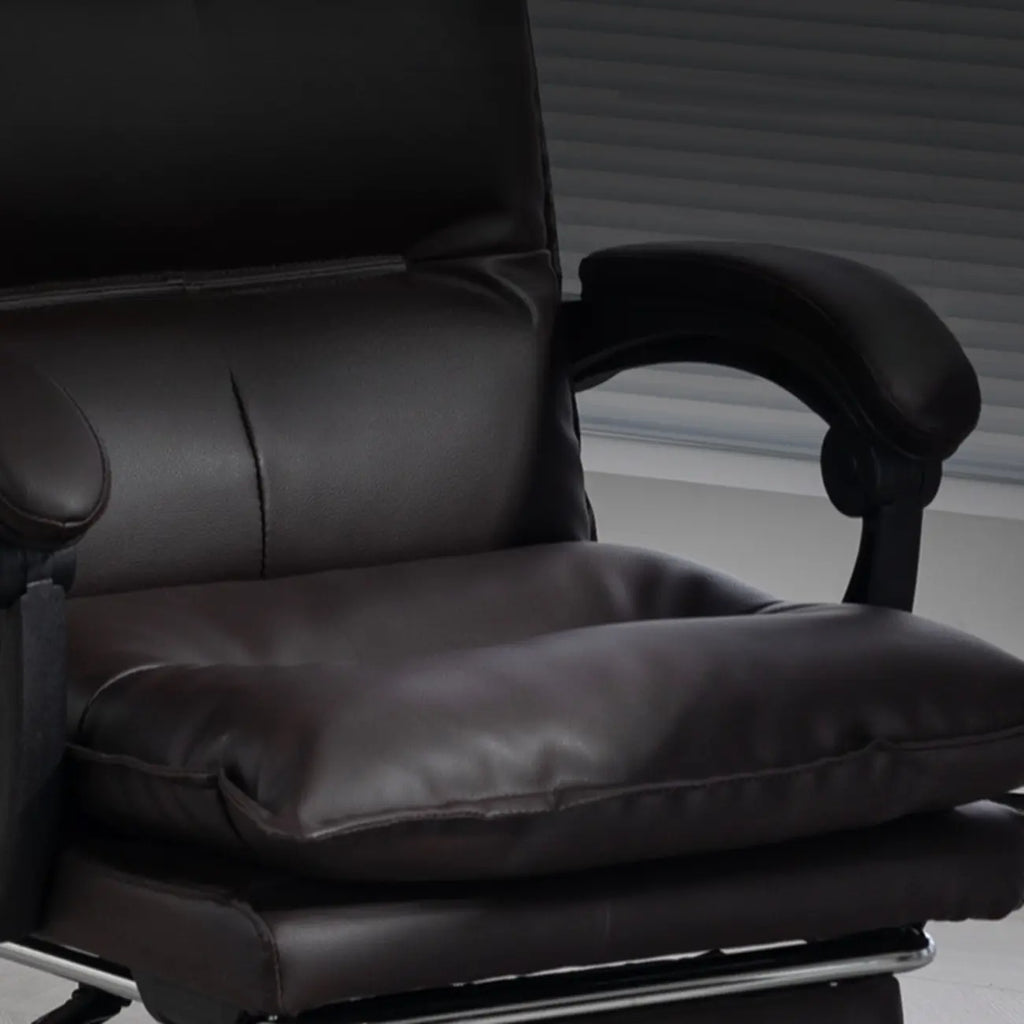 Fauteuil de direction inclinable moderne en cuir marron
