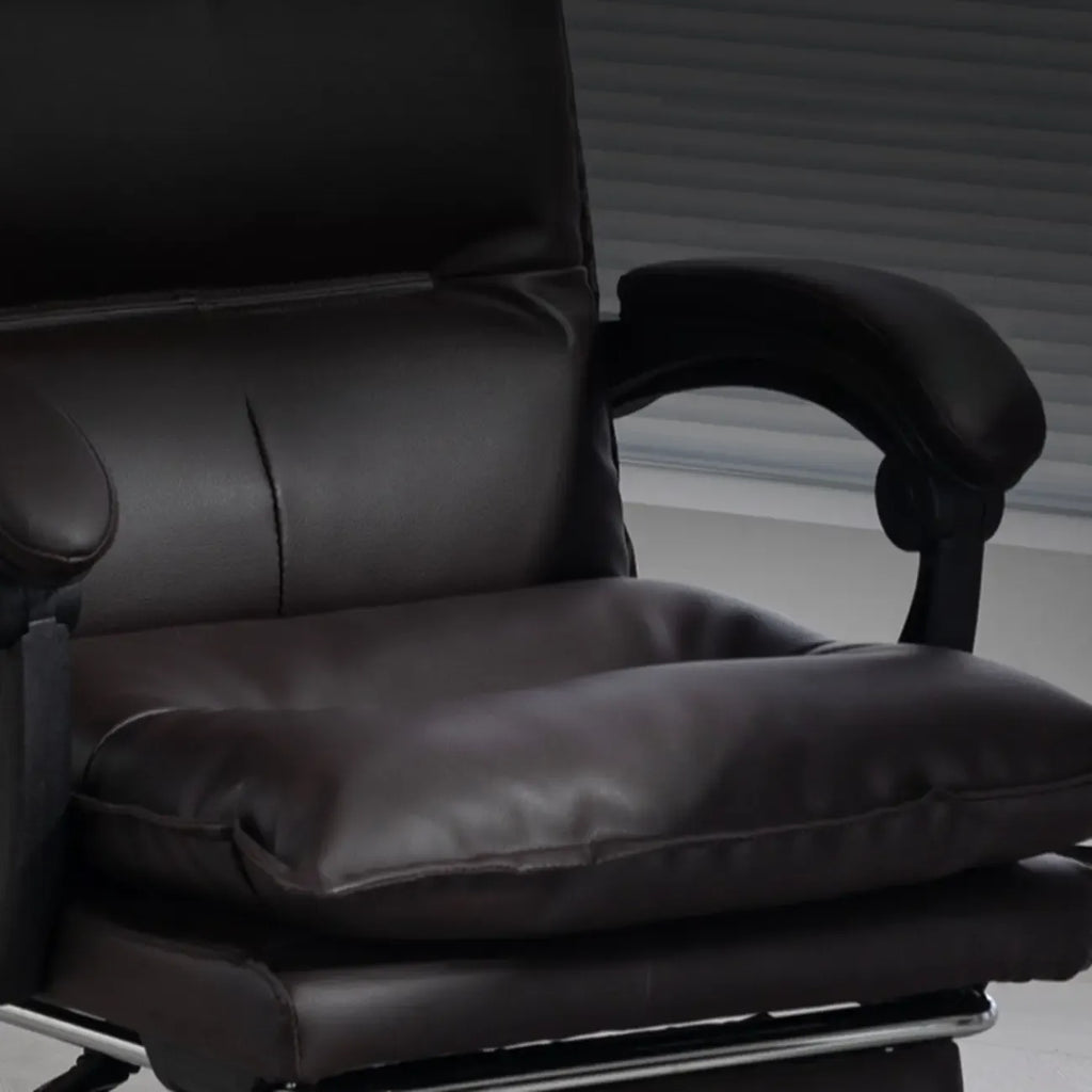 Fauteuil de direction inclinable moderne en cuir marron