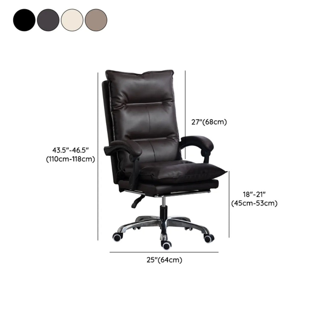 Fauteuil de direction inclinable moderne en cuir marron