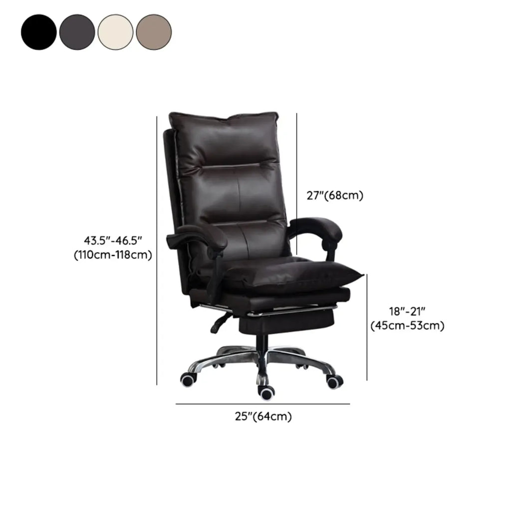 Fauteuil de direction inclinable moderne en cuir marron
