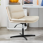 Fauteuil de bureau pivotant large sans accoudoirs en cuir beige