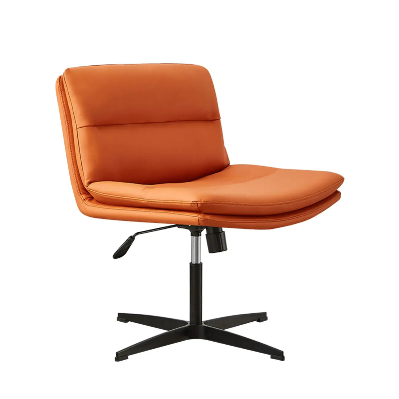 Fauteuil de bureau pivotant large sans accoudoirs en cuir beige