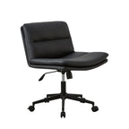 Fauteuil de bureau pivotant large sans accoudoirs en cuir beige