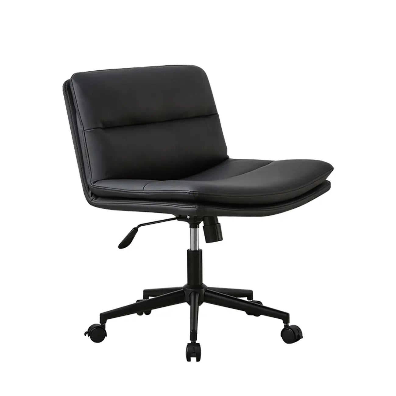 Fauteuil de bureau pivotant large sans accoudoirs en cuir beige
