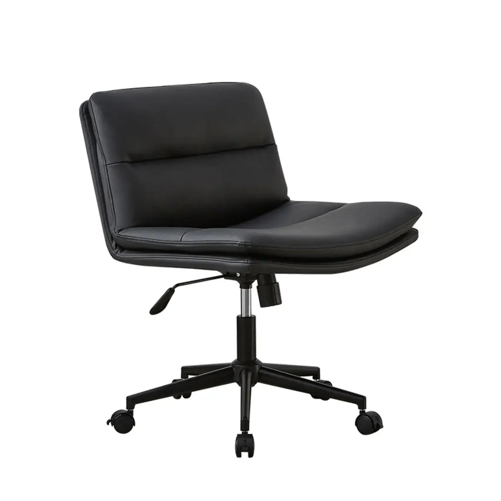 Fauteuil de bureau pivotant large sans accoudoirs en cuir beige
