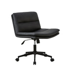 Fauteuil de bureau pivotant large sans accoudoirs en cuir beige