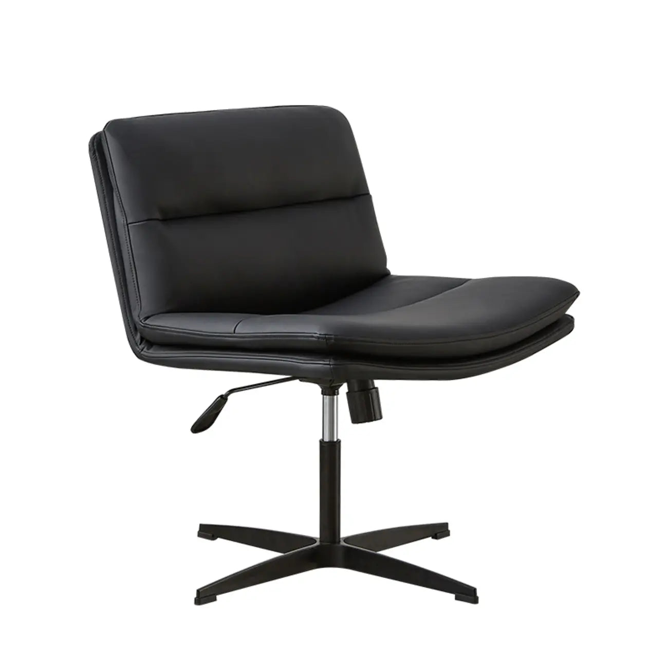 Fauteuil de bureau pivotant large sans accoudoirs en cuir beige