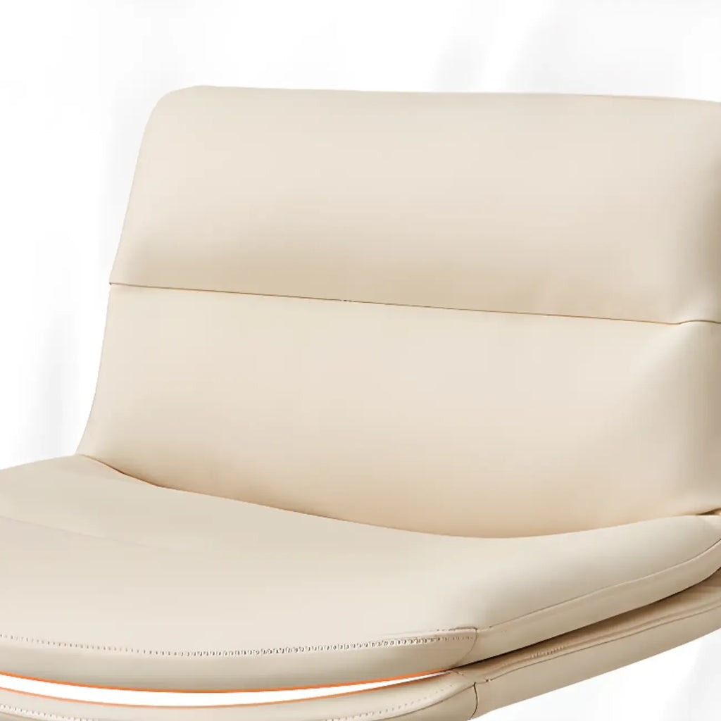 Fauteuil de bureau pivotant large sans accoudoirs en cuir beige