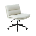 Fauteuil de bureau pivotant large sans accoudoirs en cuir beige