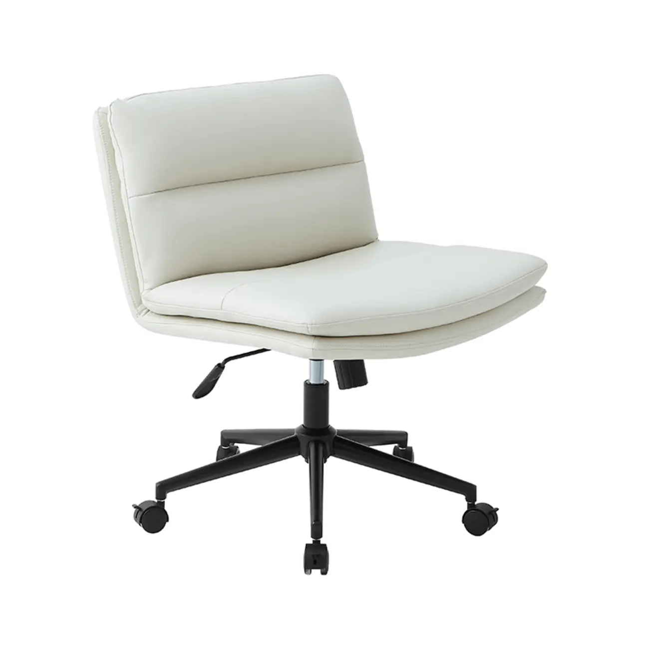 Fauteuil de bureau pivotant large sans accoudoirs en cuir beige