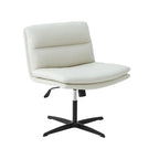 Fauteuil de bureau pivotant large sans accoudoirs en cuir beige