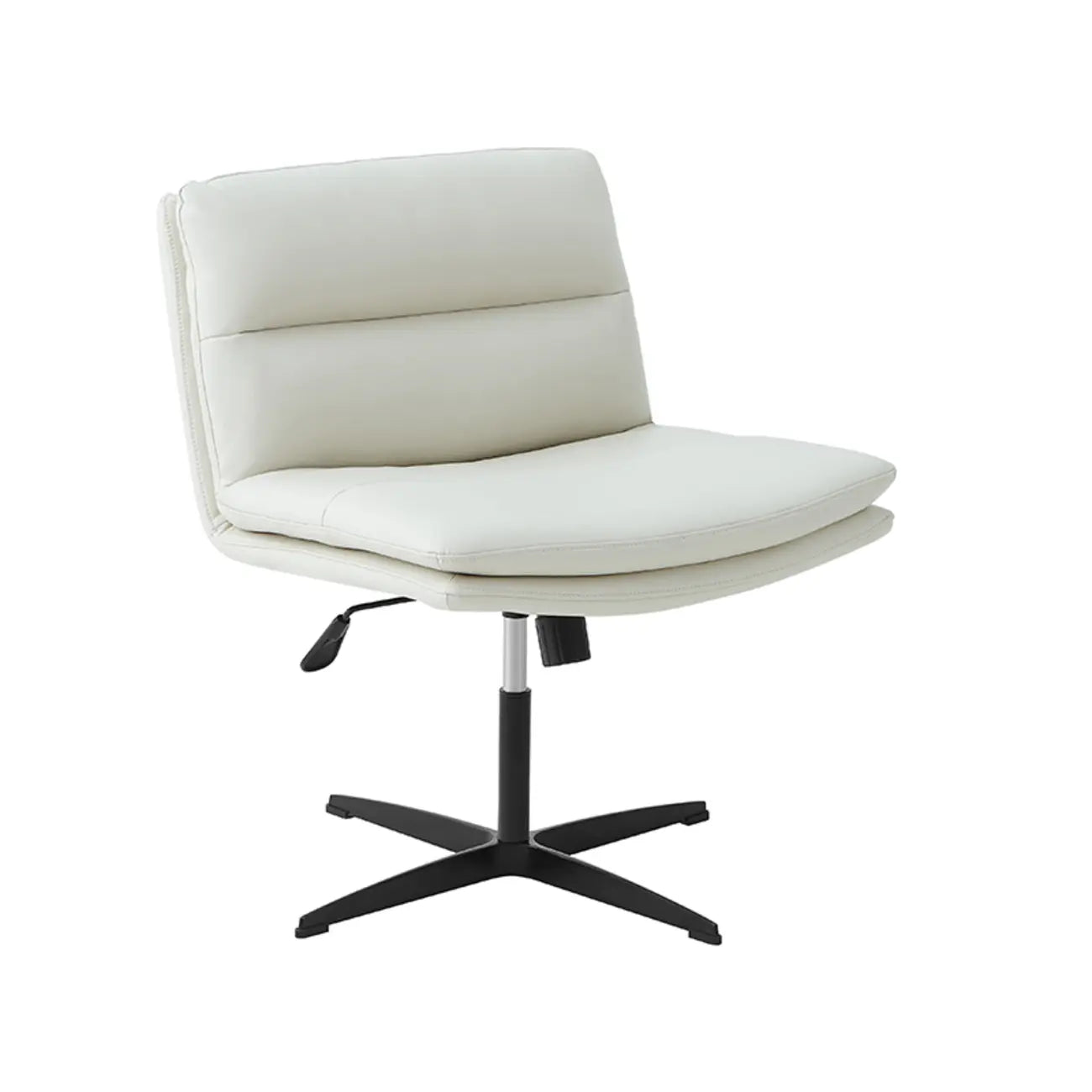 Fauteuil de bureau pivotant large sans accoudoirs en cuir beige