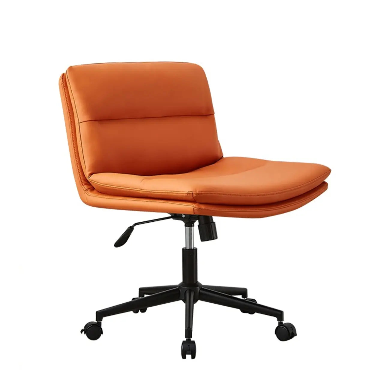 Fauteuil de bureau pivotant large sans accoudoirs en cuir beige