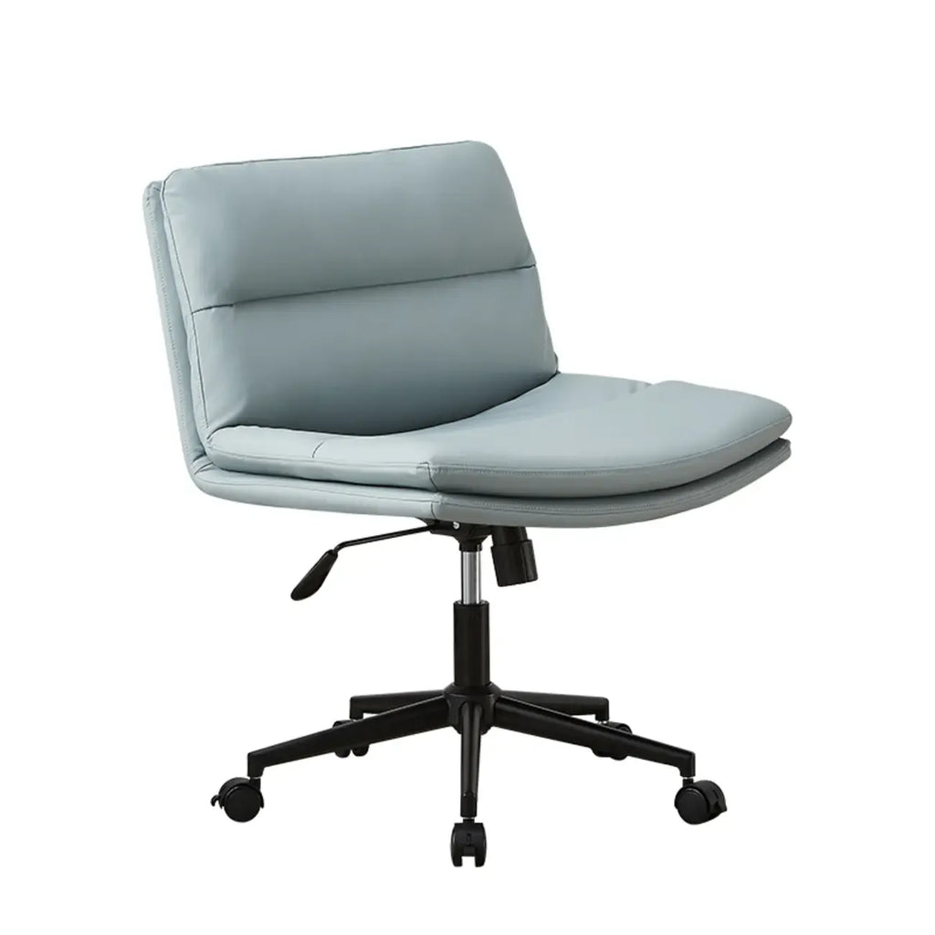 Fauteuil de bureau pivotant large sans accoudoirs en cuir beige