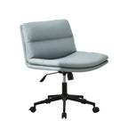 Fauteuil de bureau pivotant large sans accoudoirs en cuir beige