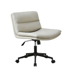 Fauteuil de bureau pivotant large sans accoudoirs en cuir beige