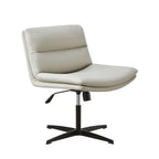 Fauteuil de bureau pivotant large sans accoudoirs en cuir beige