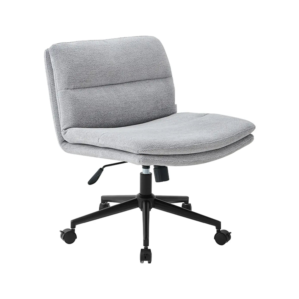 Fauteuil de bureau pivotant large sans accoudoirs en cuir beige