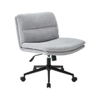 Fauteuil de bureau pivotant large sans accoudoirs en cuir beige