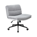 Fauteuil de bureau pivotant large sans accoudoirs en cuir beige