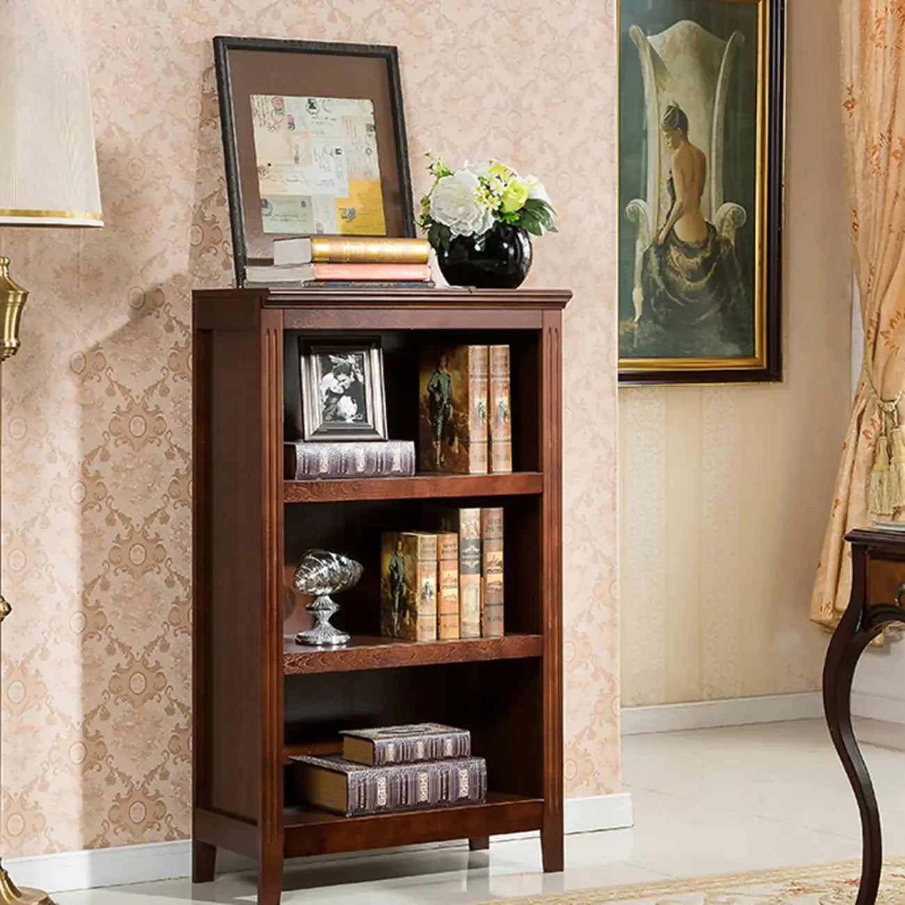 Bibliothèque d'avocat verticale classique à 5 niveaux en bois de bouleau