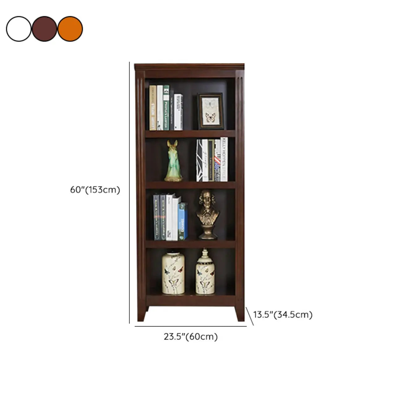 Bibliothèque d'avocat verticale classique à 5 niveaux en bois de bouleau