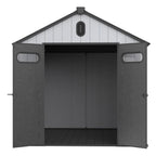 Abri de jardin en résine plastique tout temps avec plancher, dimensions : 1,83 m x 1,22 m / 1,83 m x 2,44 m / 2,44 m x 1,83 m / 2,44 m x 3,05 m.