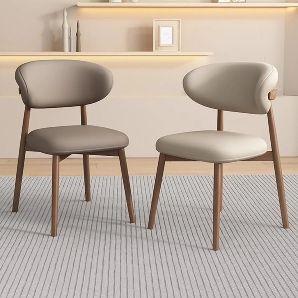 Ensemble de 2 chaises de salle à manger modernes en cuir et bois