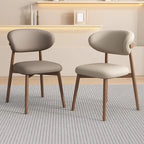 Ensemble de 2 chaises de salle à manger modernes en cuir et bois
