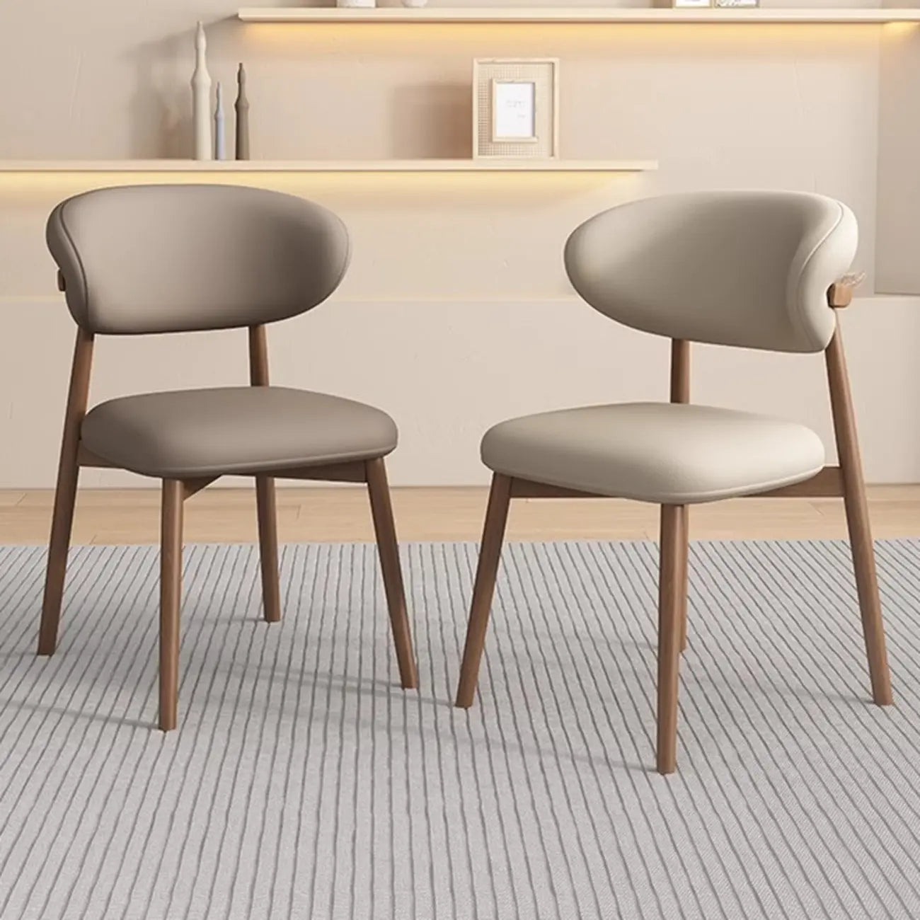 Ensemble de 2 chaises de salle à manger modernes en cuir et bois